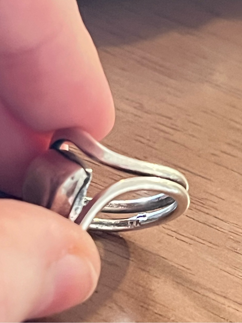 TK marked Silver Puffy Heart Wrap Ring - Picture 6 of 7